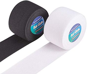 BENECREAT 11 Yards 2" Wide Heavy Stretch Elastic Band High Elasticity Knit for Sewing Craft Project (5.5 Yards/Roll, White & Black)