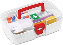 MILTON First Aid Box, Plastic Rectangular Medicine Box, Small Storage with Handle, Emergency Indoor Outdoor Medical Utility Cabinet Organizer, Transparent, Portable & Lockable Container