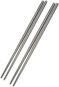 Titanium Chopsticks Ultralight 2 Pairs (Square/Round) 9 inches Standard Length Rice, Noodles and Sushi Reusable Cutlery Cookware