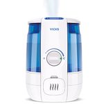 Vicks VUL600C CoolRelief Ultrasonic Cool Mist Humidifier, Medium Room Humidifier for Baby, Bedroom, Office Desk, with Variable Output Control, Scent Pad Slots, Inhalant Cup, Auto Shut-Off, 4.5L/1.2Gal