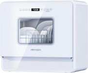 AIRMSEN Large Slim Countertop Dishwasher with Complete 2-Level Rack, Portable Dishwashers with 5L Built-in Water Tank, 3-Spray Arms & 12H Delay Start, No Hookup Needed, A01