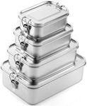 Umigy Stainless Steel Bento Box Metal Lunch Box Food Storage Containers Metal Lunch Container, Lockable Clips to Leak Proof, Reusable Dishwasher Safe Lunch Snack Boxes for Work(4 Pcs,4 Sizes)