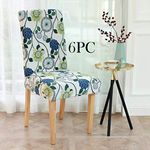 Lukzer 6PC Elastic Stretchable Dining Chair Cover Universal Protective Slipcover (Multi Flower Design/ 6Cover), Polyester