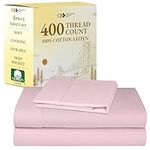 Softest 100% Cotton Sheets, Twin Sheets Set, 400 Thread Count Sateen Sheet Set Twin, Bedding for Dorm Rooms & Adults, Deep Pocket Sheets, Cooling Sheets, Twin Bed Sheets (Pink)
