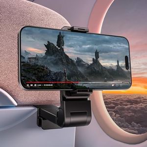 JSAUX Support de Téléphone pour Avion, Support de Téléphone pour Avion avec Rotation à 360 Degrés, Support de Téléphone de Voyage Mains Libres, Accessoires Essentiels de Voyage en Avion pour Voler