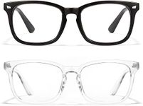 Cyxus Blue Light Blocking Glasses Square Computer Eyewear Clear Lens Eyeglasses Frame (Black & Transparent)