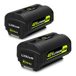 ATcuji 2 PACK 40V 6.5AH OP40601 Battery for 40V 6.0Ah OP40601 OP40602 5.0Ah OP4050A Compatible with Ryobi 40-Volt Lithium Tools 40V 6.0Ah 240Wh OP40601 OP40602 OP4060A1 40V 5.0Ah 200Wh OP4050A Battery