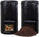 MyLifeUNIT Compost Bins Outdoor, Composting Bin for Outside Garden, Reusable Garden Yard Waste Bag, 34 Gallon (2 Pack, Black)