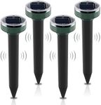 ONEVER Solar Mole Repellent, 4 Pack Ultrasonic Solar Power Animals Repeller Waterproof for Outdoor Garden Lawn Yard Get Rid of Moles Voles Gophers Rats Rodents