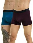 DAMENSCH Mens Premium Cotton Solid Trunks ReFRSH Single of Peppermint Powered-Pack of 2-Loyal Maroon,Sailor Blue-Medium