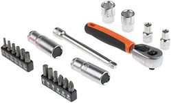 Bahco SL25L Socket & Mechanical Set, Metric ,Black/Red,1/4" Dynamic Drive, 37 Pieces