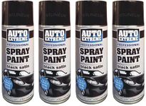 HitlineUK Spray Paint, 400ml Satin Black Spray Paint, Automotive Paint Sprayer, Multipurpose Exterior Black Spray Paint Satin, Metal Spray Paint by Auto Extreme (4 Cans)