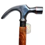 Hammer with Wooden Cane Aluminium Handle Hathodi Tools Set Used for Multiple Purpose for Men & Women | Antique Style Vintage Desing Head Unisex Derby Luxury Walking Cane - Fashion Statement/Gifts