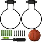 YOOHUA 2PCS Sporta Wall Mounted Ball Storage Sports Ball Holder Rack Display Storage Steel for Basketball Volleyball Rugby Soccer