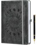 2025 Diary A4 | Day Per Page, Full Year Planner with Monthly View | Includes Pen, Monthly Tabs, 2 Bookmarks, Hard Cover, Inner Pocket, 8" × 11"- Dark Grey