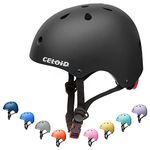 CELOID Kids Bike Helmet,Youth Skateboard Helmets for Ages 8-10-12-14 Years Boy Girls,Adjustable Multi-Sport Bicycle Skateboarding Football Roller Skating Scooter Rollerblade Balance Bike Helmet,Black