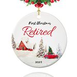 Retirement Ornament 2023, First Christmas Retired Ornament 2023, Retirement Gifts for Women,Coworker,Teacher,Nurse, 2.9" Ceramic Retirement Christmas Ornament 2023