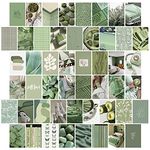 50PCS Grey Green Wall Art Collage Kit, Aesthetic Picture Indie Room Decor, Art Posters for Dorm Wall Decor, Wall Art Print for VSCO Girls Boys, Aesthetic Photo Bedroom Decor for Green Color Lovers