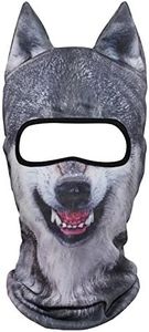 WTACTFUL 3D Animal Ears Balaclava Breathable Windproof Face Mask Protection for Skiing Snowboard Cycling Motorcycle Music Festivals Raves Halloween Party Cosply Outdoor Coyote Gray Wolf Snow
