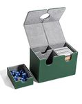 ZLCA Card Deck Box with Dice Tray for MTG Cards, 200+ Card Storage Box Fits for TCG CCG, PU Leather Strong Magnet Collectible Card Case(Green)