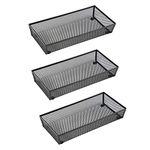 BYCY 3 Pack Mesh Flatware Drawer Organizer for Kitchen/Office/Home Tools,Spoon Knife Fork Organizers Box Utensil Tabletop Storage Tray (12 x 6 x 2 Inch)