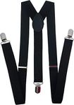 Men's 1 inch Solid Straight Clip Suspender Y Back Suspenders for Men-Adjustable Size Elastic Men's Braces Wide Suspender Brace for Women Heavy Duty Clips by H HOME-MART