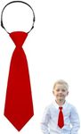 Luckyvestir Boys Tie, Toddler Black/Red Tie, Pre-tie Clip on Ties for Boys 2-6, 8.7": Red, 8.7 X 2.75"