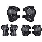 Kids Sports Protective Gear Set,6 PCS Wrist Guard Knee Elbow Pads for Children Protection Skateboard Inline Roller Skating Biking Riding Scooter,Black