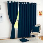 Story@Home Blackout Curtains 9 feet Long Set of 3 Room Darkening Long Door Curtain Solid, Dark Teal Blue, 100% Opacity