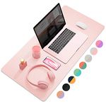 YSAGi Desk Mat, Mouse Pad,Waterproof Desk Pad,Large Mouse pad for Desk, Leather Desk Pad Large for Keyboard and Mouse,Dual-Sided Mouse Mat for Office and Home (31.5" x 15.7", Pink)