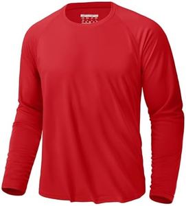 KEFITEVD Mens Rash Guard Long Sleeve UPF 50+ UV Sun Protection Performance Tops Quick Dry Hiking Shirts Workout Shirts for Men Tomato