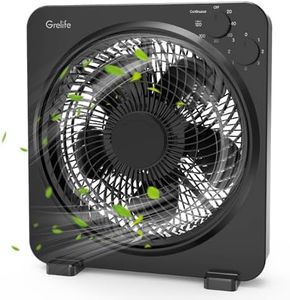 Grelife Box Fan, 14" Table Fan with 3 Speeds, Rotatable Grill Desk Fan, Quiet Operation Fast Cooling Fan with 120 Min Timer, Portable Compact Design for Bedroom Home Office Desktop Household