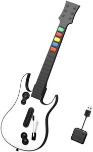 NBCP Wireless Guitar Controller for Xbox Series X|S/Xbox One/PC – White Game Guitar for Rock Band 4 & Fortnite Festival with Strap, 2.4G USB Dongle