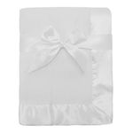 American Baby Company Fleece Blanket with Satin Trim, White