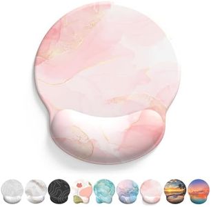 eulps Mouse Pad Wrist Support, Ergonomic Gel Mouse Pad with Wrist Rest, Comfortable Computer Mouse Pad for Laptop, Pain Relief Mousepad with Non-Slip PU Base (Pink Marble), MP200