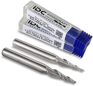 IDC Woodcraft 3D Carving Taper Ball Nose End Mill Bit Set (1/4-inch Shank) – 2pc Set Includes Fine Detail & Ultra-Fine Detail Carving Bits – Enhance CNC Woodworking 3D Precision with Versatile Bits
