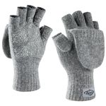 Palmyth Magnetic Convertible Mittens Fingerless Mitt Wool Fishing Gloves Warm for Cold Weather and Winter Men Women (Gray, L/XL)