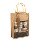 DIWNELEM 1 Pack Burlap Wine Gift Bags with Window Jute Wine Bags with Stickers Burlap Wine Bottle Bags for Wedding, Parties,Birthdays Christmas, Holiday Home Storage and Wine Tasting Party