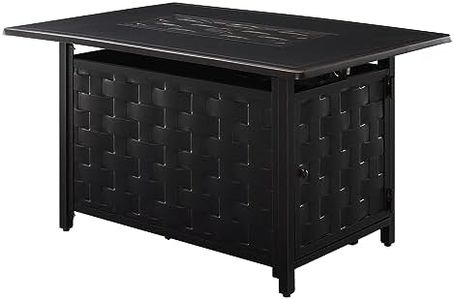 Aspect Living 44" Rectangular Gas Fire Pit Table 45K BTU w/Burner Lid, Cover, Fire Glass #65152