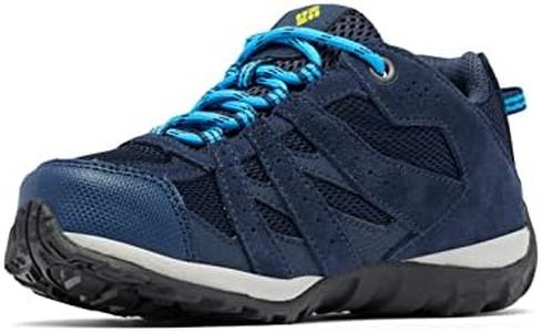 Columbia Unisex-Child Redmond Waterproof Hiking Shoe, Collegiate Navy, Laser Lemon, 5 Big Kid