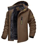 MAGCOMSEN Men's Waterproof Warm Coats Outdoor Ski Jacket Windproof Jacket Mens Cycling Hiking Jackets Mens Winter Jackets with Fleece Lining Coffee