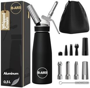 B-ARS Cream Dispenser - Professional Cream Syphon Aluminium 500ml with Stainless Steel Cream Dispenser Cream Spray Bottle Whipped Cream Maker Nozzles and Storage Bag