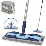 Microfibre Mops for Floor Cleaning - MEXERRIS Hardwood Floor Mop Dust Mop with 4 Mop Pads, Wet Mop Wood Floor Mop with Adjustable Handle Flat Mops Home Commercial Use for Hardwood Laminate Floors