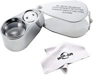 MSLAN 40X Full Metal Illuminated Jewelers Magnifier,Best Pocket Folding Magnifying Glass Jewelers Lens Eye Loupe with LED and UV Light(LED Currency Detecting/Jewelry Identifying Type)