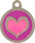 Bow Wow Meow BWM Designer Customised Fashion Pet ID Tags Dog Tags | Dog Tag for Pets Laser Engraved & Personalised | ID Tags for Dogs & Cats | Durable & Strong Steel Split Ring - Pink Heart, Medium