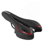 MSDADA Gel Bike Seat Bicycle Saddle, Bike Saddle for Men & Women, Waterproof Bicycle Seat Comfortable Soft Cushion for Road Bike, Mountain Bike, Exercise Bike, City Bikes(Red)