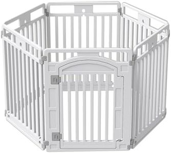 Gupamiga Parque para Perros Cachorros con Puerta, Valla Plegable y Portátil para Mascotas o Animales para Interiores y Exteriores Blanco (130x65x80cm)