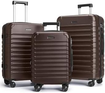 LIGHT FLIGHT Luggage Sets, 3 Piece Durable Suitcase Set with Spinner Wheels, 3 Pcs Hard Shell Lightweight Luggage with TSA Lock, Large Checked Travel Suitcases, 20/24/28 Inch,Brown