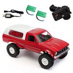 RC Rock Crawler, The perseids RC Pickup Trucks 1:16 Remote Control Car 2.4G 4x4 Off-Road RC Semi Truck and Trailer All Terrain RTR Cars Racing Vehicles with 2 Batterys Gift for Kid Adults(WPL C24)