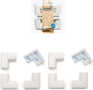 Roving Cove® 8-Piece “Safe Corner® Cushion” – PRE-TAPED CORNERS; 8-Pack – OYSTER; Premium Childproofing Corner Guard; Child Safety, Home Furniture Safety Bumper, Baby Proof Table Corner Protector